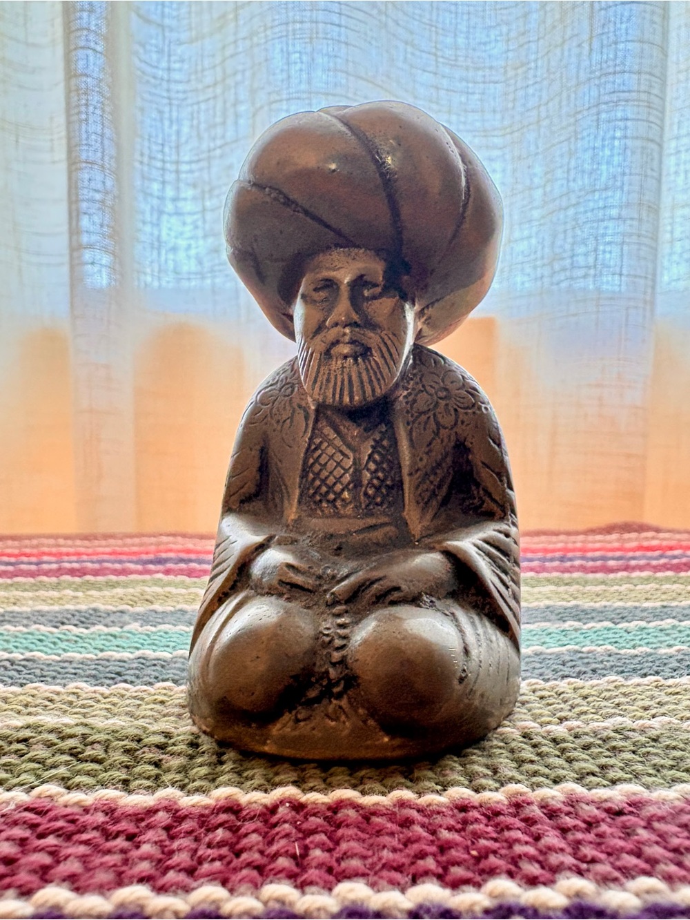 Handcrafted Bronze-Tone Seated Sage Figurine - Home Art